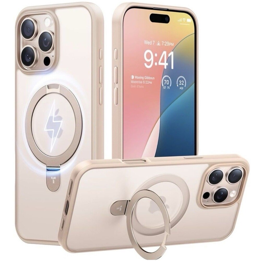TORRAS iPhone 16 Pro 6.3” Case Ostand Q3 Air 360 Magnetic Stand MagSafe Rose